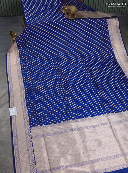 Banarasi uppada silk saree blue with allover zari woven buttas and zari woven border