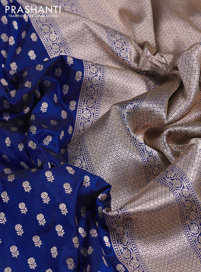 Banarasi uppada silk saree blue with allover zari woven buttas and zari woven border