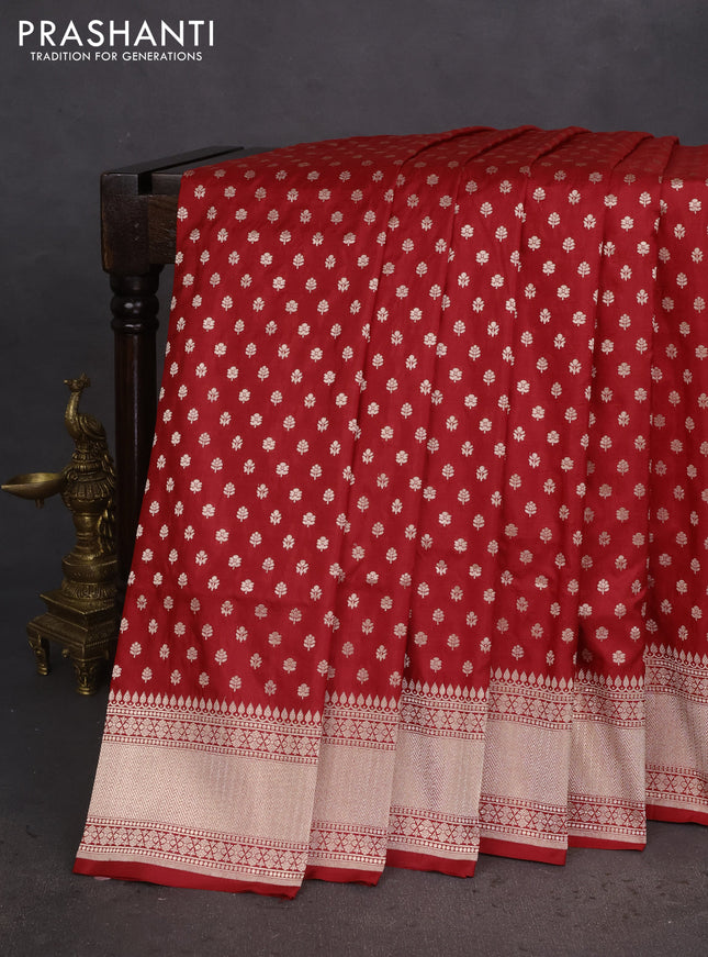 Banarasi uppada silk saree red with allover zari woven buttas and zari woven border