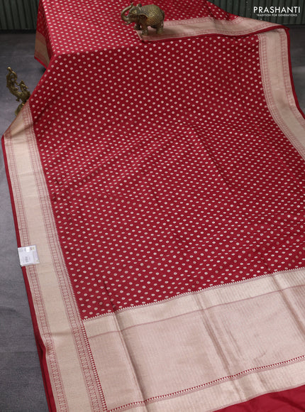 Banarasi uppada silk saree red with allover zari woven buttas and zari woven border