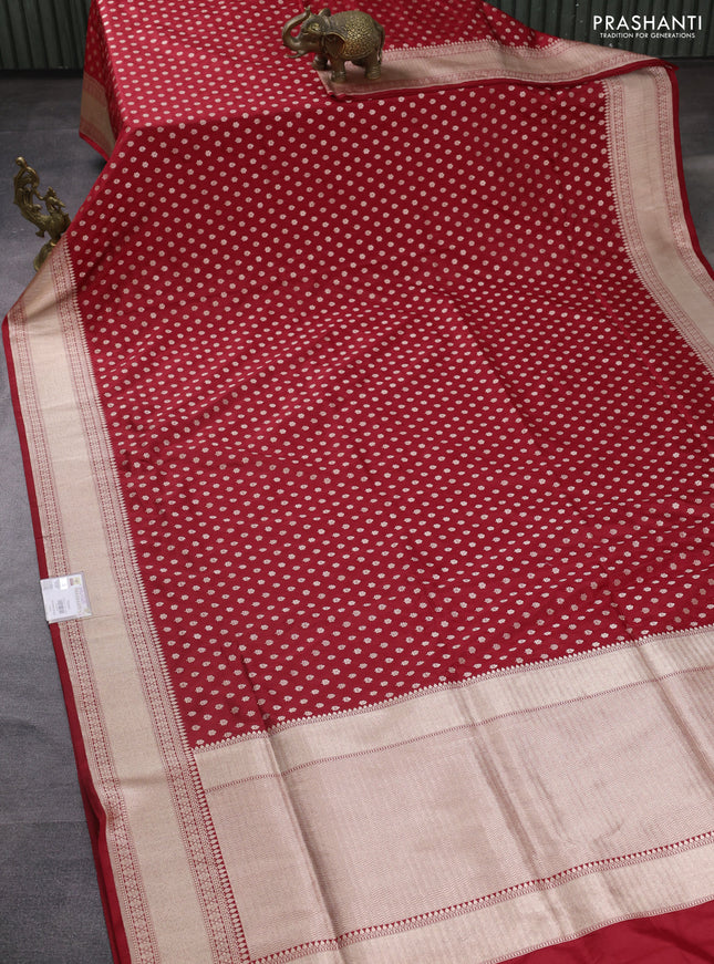 Banarasi uppada silk saree red with allover zari woven buttas and zari woven border