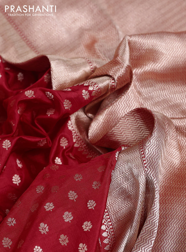 Banarasi uppada silk saree red with allover zari woven buttas and zari woven border