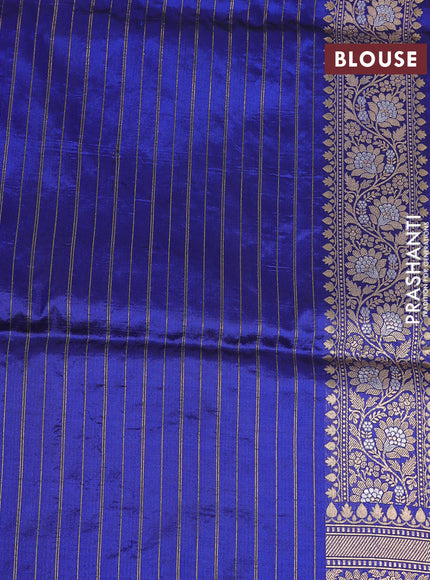 Banarasi uppada silk saree blue with allover silver & gold zari woven brocade weaves and zari woven border