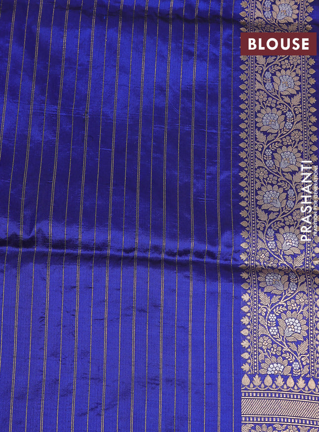 Banarasi uppada silk saree blue with allover silver & gold zari woven brocade weaves and zari woven border