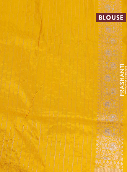 Banarasi uppada silk saree yellow with allover silver & gold zari woven brocade weaves and zari woven border