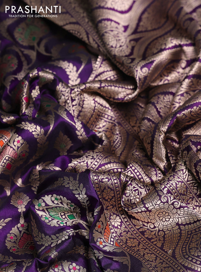 Banarasi uppada silk saree deep purple with allover zari woven brocade weaves and zari woven border