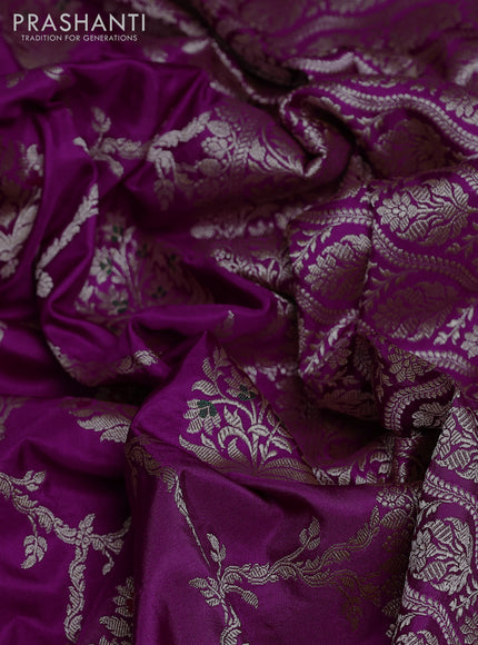 Banarasi uppada silk saree purple with allover zari woven brocade weaves and zari woven border