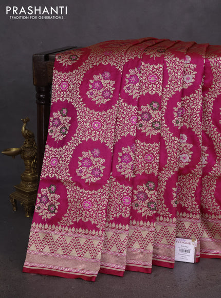 Banarasi uppada silk saree dual shade of pink with allover zari woven brocade weaves and zari woven border