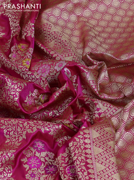 Banarasi uppada silk saree dual shade of pink with allover zari woven brocade weaves and zari woven border