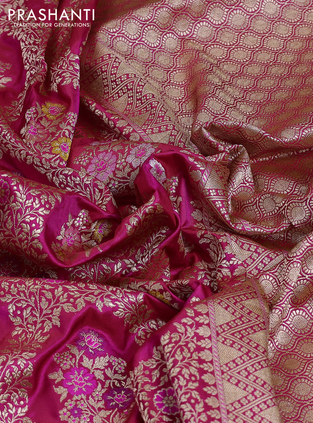 Banarasi uppada silk saree dual shade of pink with allover zari woven brocade weaves and zari woven border