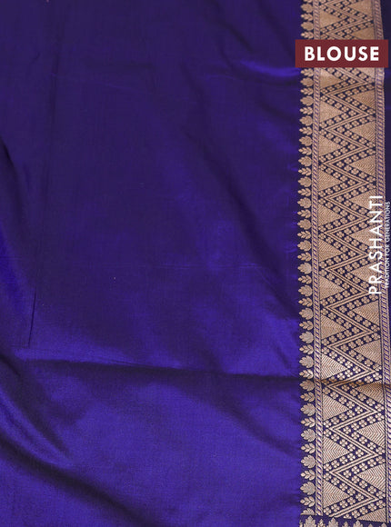 Banarasi uppada silk saree navy blue with allover zari woven floral brocade weaves and zari woven border