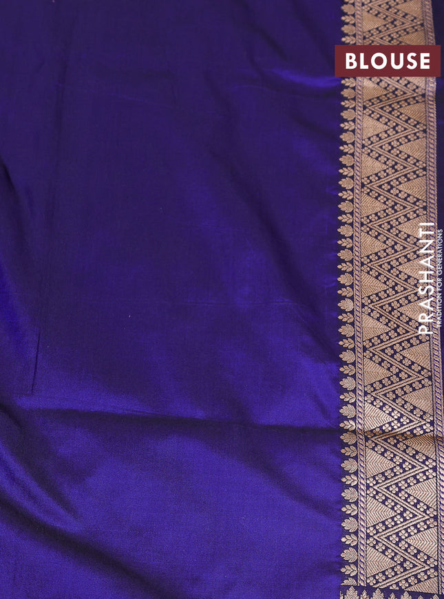 Banarasi uppada silk saree navy blue with allover zari woven floral brocade weaves and zari woven border