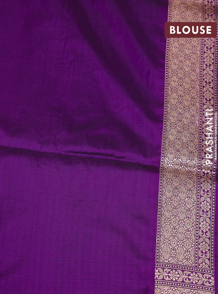 Banarasi uppada silk saree purple with allover silver & gold zari woven floral brocade weaves and zari woven border