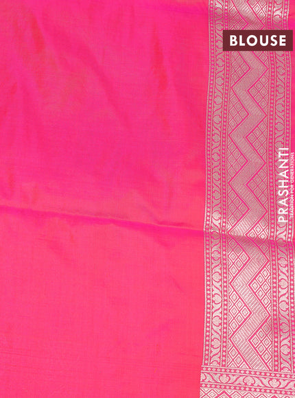 Banarasi uppada silk saree candy pink with allover zari woven floral brocade weaves and zari woven border