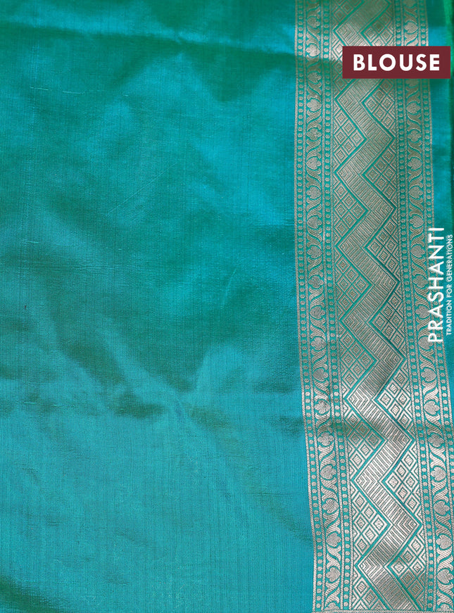 Banarasi uppada silk saree teal green with allover zari woven brocade weaves and zari woven border