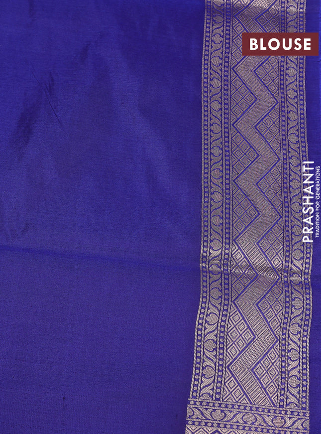 Banarasi uppada silk saree blue with allover zari woven brocade weaves and zari woven border