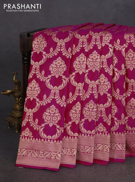 Banarasi uppada silk saree pink with allover zari woven brocade weaves and zari woven border