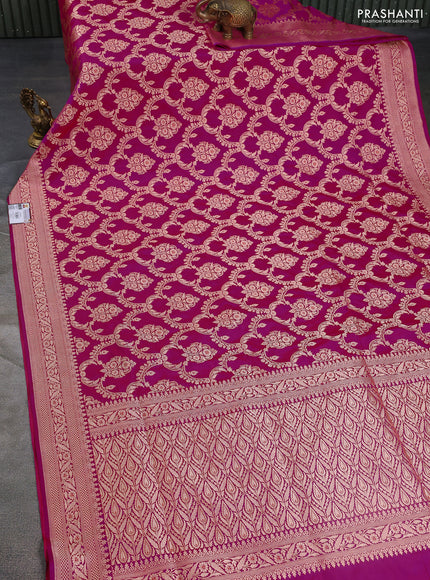 Banarasi uppada silk saree pink with allover zari woven brocade weaves and zari woven border