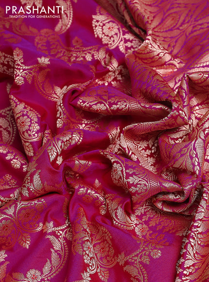 Banarasi uppada silk saree pink with allover zari woven brocade weaves and zari woven border