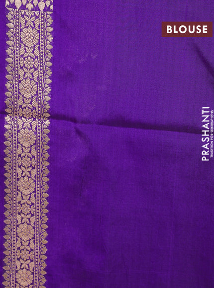 Banarasi uppada silk saree purple with allover silver & gold zari woven floral brocade weaves and zari woven border