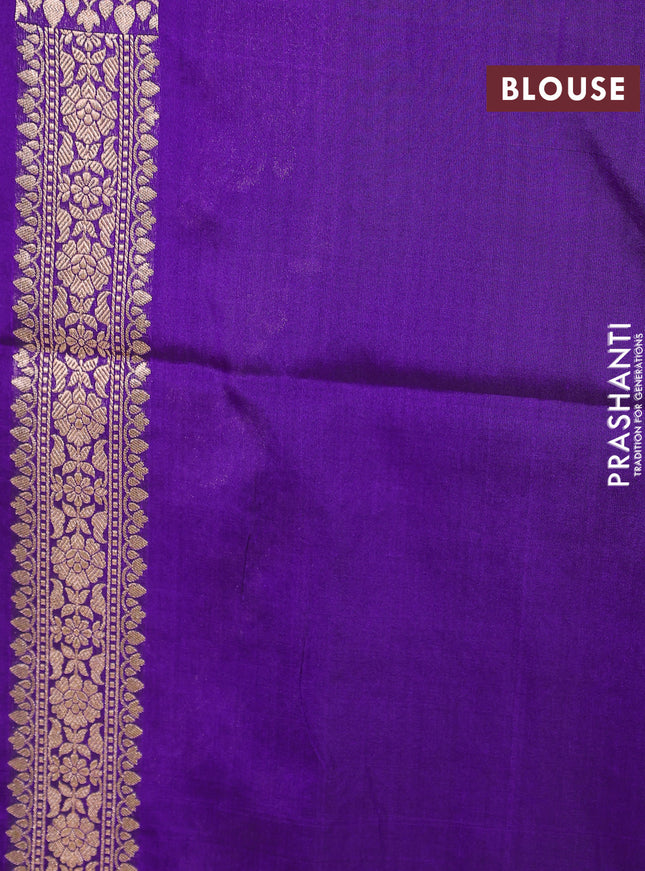 Banarasi uppada silk saree purple with allover silver & gold zari woven floral brocade weaves and zari woven border
