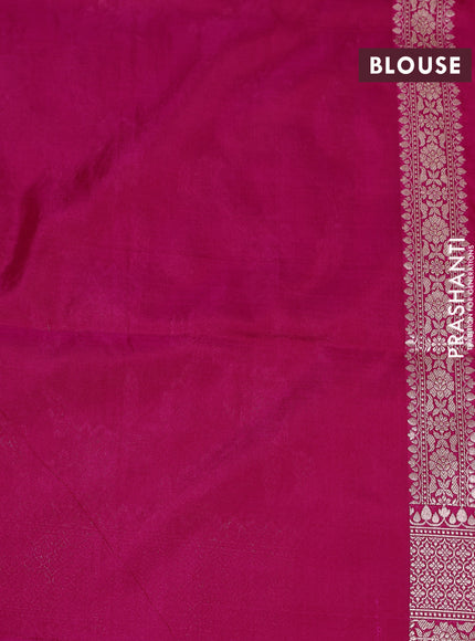 Banarasi uppada silk saree pink with allover silver & gold zari woven floral brocade weaves and zari woven border