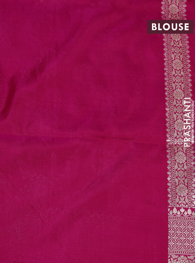 Banarasi uppada silk saree pink with allover silver & gold zari woven floral brocade weaves and zari woven border