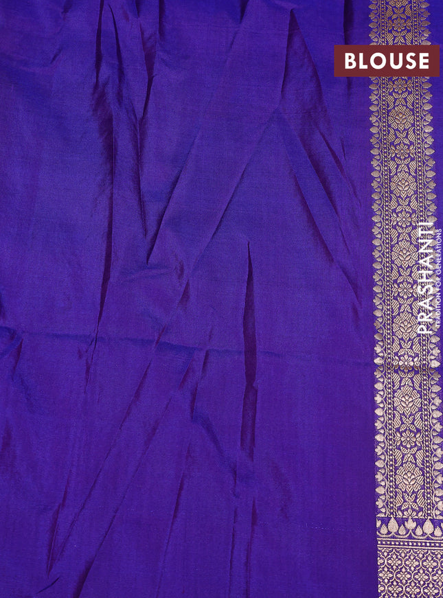 Banarasi uppada silk saree dual shade of purple with allover silver & gold zari woven floral brocade weaves and zari woven border
