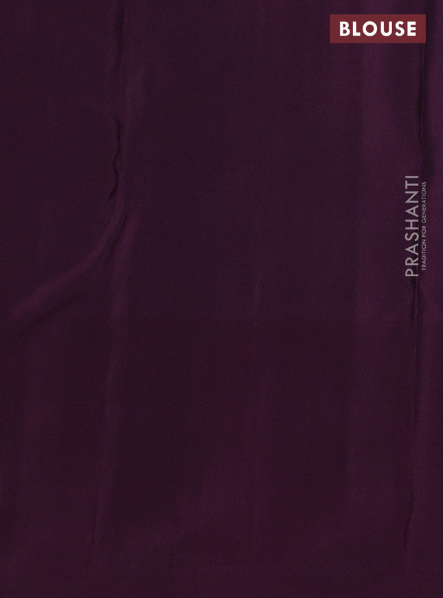 Kanchipuram silk saree cs blue and deep wine shade with allover small zari checked pattern and zari woven border