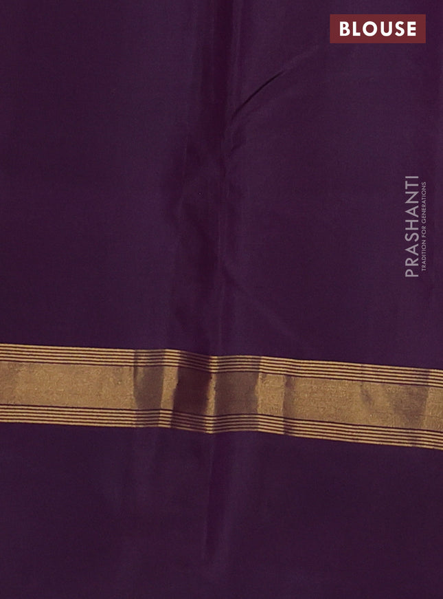 Kanchipuram silk saree teal green and wine shade with zari woven buttas and zari woven butta border