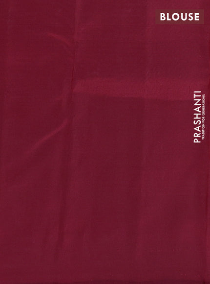 Kanchipuram silk saree teal blue and maroon with allover zari weaves in borderless style