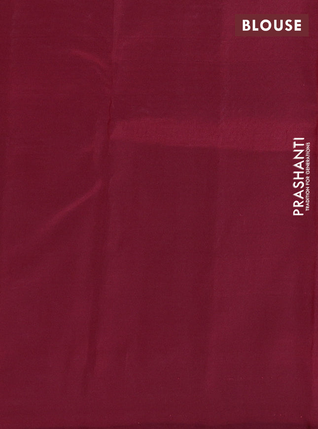 Kanchipuram silk saree teal blue and maroon with allover zari weaves in borderless style