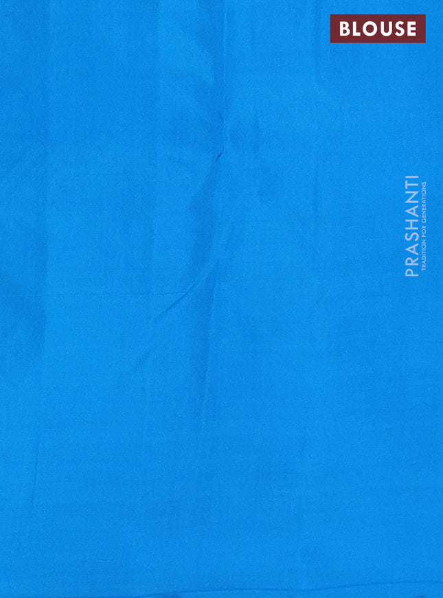 Kanchipuram silk saree mustard yellow and cs blue with zari woven buttas in borderless style