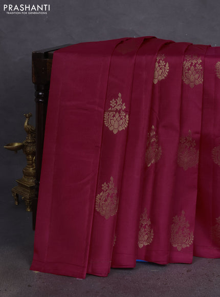 Kanchipuram silk saree pink and cs blue with zari woven buttas in borderless style
