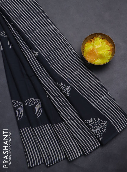 Jaipur cotton saree elephant grey with butta prints and printed border