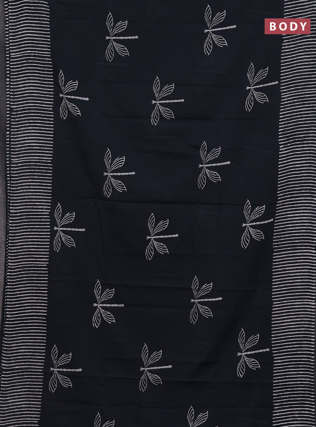 Jaipur cotton saree elephant grey with butta prints and printed border