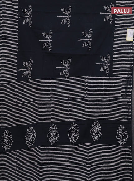 Jaipur cotton saree elephant grey with butta prints and printed border