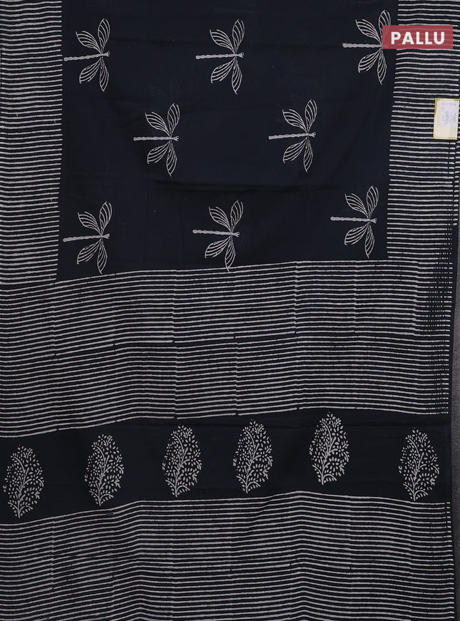 Jaipur cotton saree elephant grey with butta prints and printed border