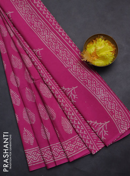 Jaipur cotton saree pink with butta prints and printed border