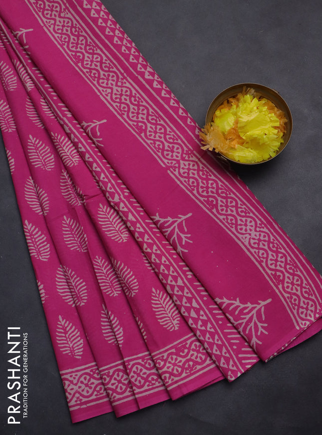 Jaipur cotton saree pink with butta prints and printed border
