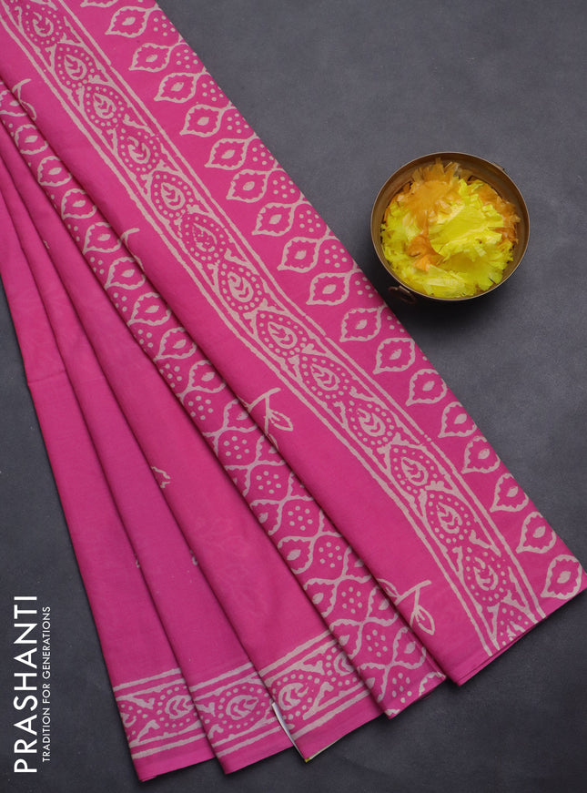 Jaipur cotton saree pink with butta prints and printed border