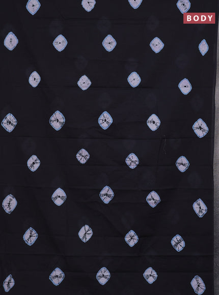 Jaipur cotton saree black and pastel blue with batik butta prints in borderless style