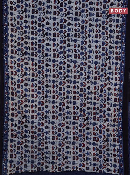 Jaipur cotton saree grey and navy blue with butta prints and printed border