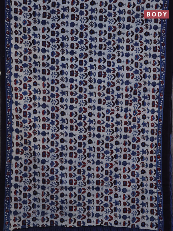 Jaipur cotton saree grey and navy blue with butta prints and printed border