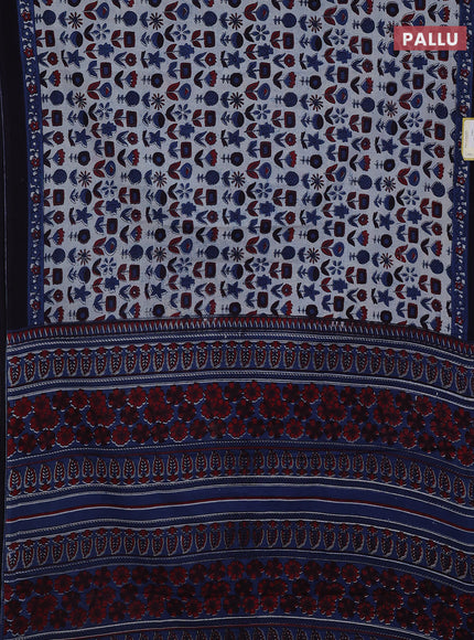 Jaipur cotton saree grey and navy blue with butta prints and printed border
