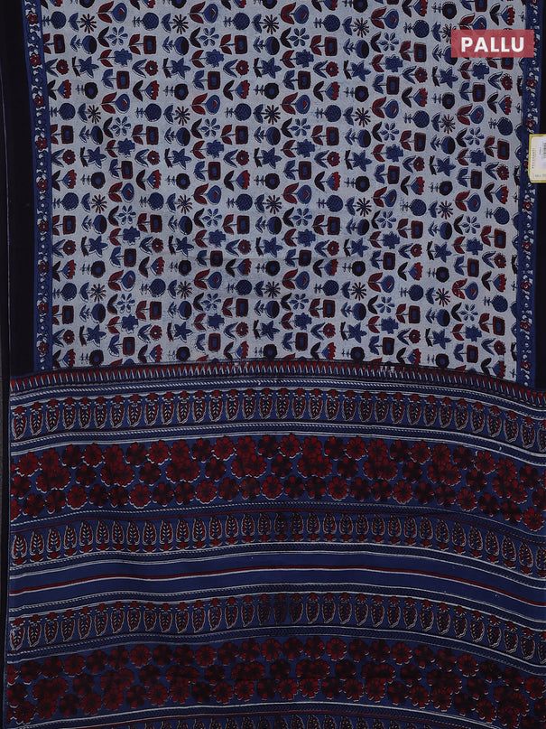 Jaipur cotton saree grey and navy blue with butta prints and printed border