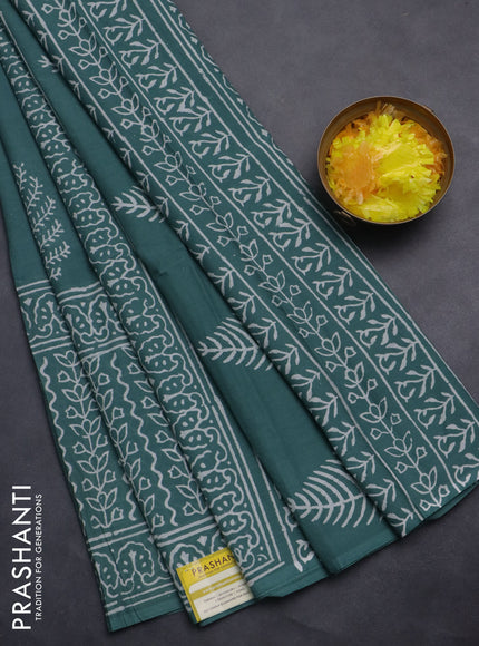 Jaipur cotton saree pastel green with butta prints and printed border