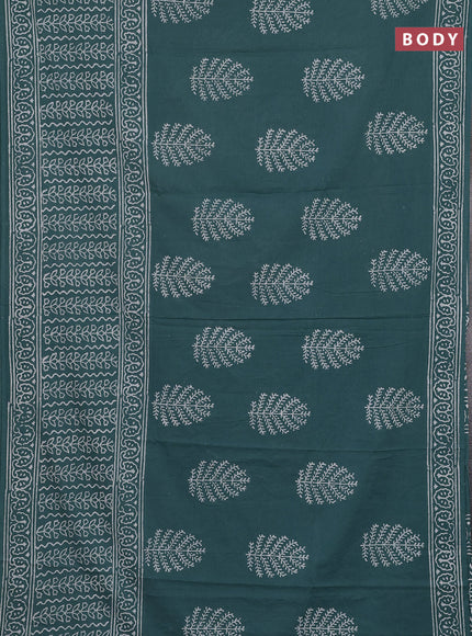 Jaipur cotton saree pastel green with butta prints and printed border