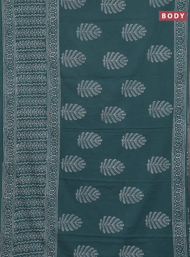 Jaipur cotton saree pastel green with butta prints and printed border