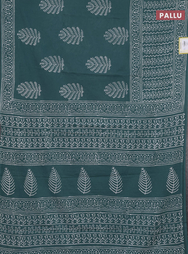 Jaipur cotton saree pastel green with butta prints and printed border